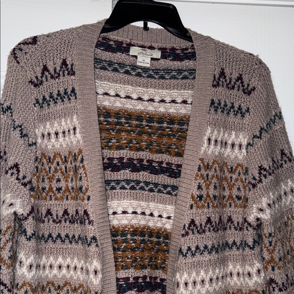 Cozy Patterned Open Front Cardigan - Picture 4 of 7